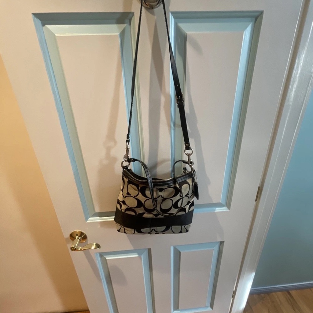Coach M0920-F13674MediumCrossbody Black silverJacquard&LeatherTrim